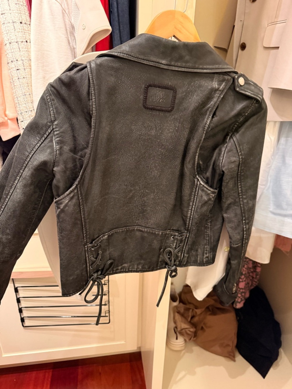 Tigha Women's Black Distressed Moto Jacket - Picture 3 of 4